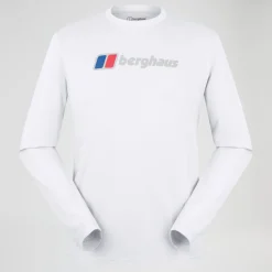 Berghaus Big Logo Langarm Shirt für Herren - Weiß-Herren T-shirts