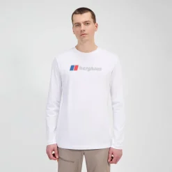 Berghaus Big Logo Langarm Shirt für Herren - Weiß-Herren T-shirts