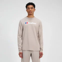 Berghaus Big Logo Langarm Shirt für Herren - Grau-Herren T-shirts