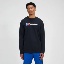 Berghaus Big Logo Langarm Shirt für Herren - Schwarz-Herren T-shirts