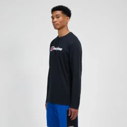 Berghaus Big Logo Langarm Shirt für Herren - Schwarz-Herren T-shirts