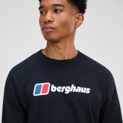 Berghaus Big Logo Langarm Shirt für Herren - Schwarz-Herren T-shirts