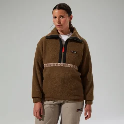 Berghaus Halb-Zip-Fleece Rhynie Aztec Unisex-Jacke - Braun/Schwarz-Damen Fleece | Fleece