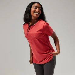 Berghaus Linear Landscapre Long Sleeve T-Shirt für Damen - Rot-Damen T-shirts