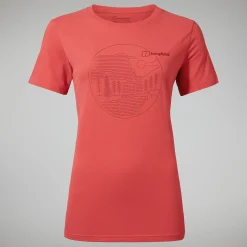 Berghaus Linear Landscapre Long Sleeve T-Shirt für Damen - Rot-Damen T-shirts