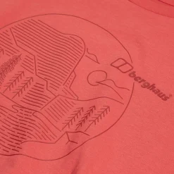 Berghaus Linear Landscapre Long Sleeve T-Shirt für Damen - Rot-Damen T-shirts