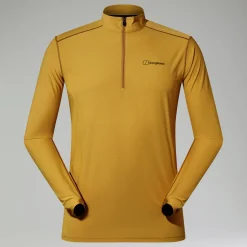 Berghaus 247 Long Sleeve Half Zip Tech T-Shirt für Herren - Gelb-Herren Baselayer