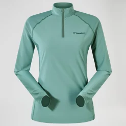 Berghaus 24/7 Long Sleeve Half Zip Tech T-Shirt für Damen - Grün-Damen Baselayer