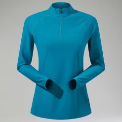 Berghaus 24/7 Long Sleeve Half Zip Tech T-Shirt für Damen - Türkis-Damen Baselayer