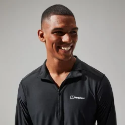 Berghaus 24/7 Long Sleeve Half Zip Tech T-Shirt für Herren - Schwarz-Herren Baselayer