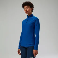Berghaus 247 Long Sleeve Half Zip Tech T-Shirt für Damen - Blau-Damen Baselayer