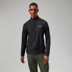 Berghaus 24/7 Long Sleeve Half Zip Tech T-Shirt für Herren - Schwarz-Herren Baselayer