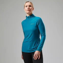 Berghaus 24/7 Long Sleeve Half Zip Tech T-Shirt für Damen - Türkis-Damen Baselayer