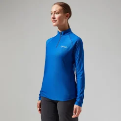 Berghaus 24/7 Long Sleeve Half Zip Tech T-Shirt für Damen - Blau-Damen Baselayer