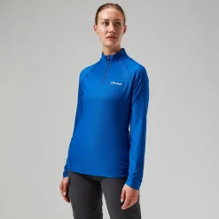 Berghaus 24/7 Long Sleeve Half Zip Tech T-Shirt für Damen - Blau-Damen Baselayer