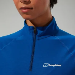 Berghaus 247 Long Sleeve Half Zip Tech T-Shirt für Damen - Blau-Damen Baselayer