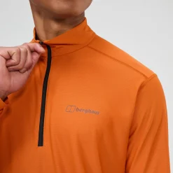 Berghaus 24/7 Long Sleeve Half Zip Tech T-Shirt für Herren - Orange-Herren Baselayer