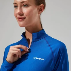 Berghaus 24/7 Long Sleeve Half Zip Tech T-Shirt für Damen - Blau-Damen Baselayer