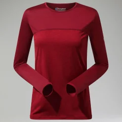 Berghaus Long Sleeve Voyager Tech T-Shirt für Damen - Dunkelrot-Damen Baselayer