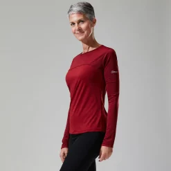 Berghaus Long Sleeve Voyager Tech T-Shirt für Damen - Dunkelrot-Damen Baselayer