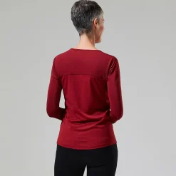Berghaus Long Sleeve Voyager Tech T-Shirt für Damen - Dunkelrot-Damen Baselayer