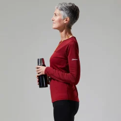 Berghaus Long Sleeve Voyager Tech T-Shirt für Damen - Dunkelrot-Damen Baselayer