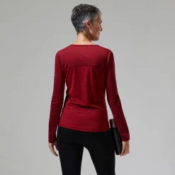 Berghaus Long Sleeve Voyager Tech T-Shirt für Damen - Dunkelrot-Damen Baselayer