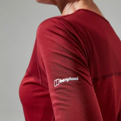 Berghaus Long Sleeve Voyager Tech T-Shirt für Damen - Dunkelrot-Damen Baselayer
