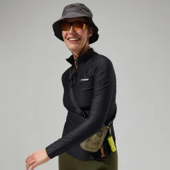 Berghaus 24/7 Long-Sleeve Half Zip Tech T-Shirt für Damen - Schwarz-Damen Baselayer
