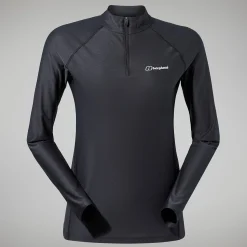 Berghaus 24/7 Long-Sleeve Half Zip Tech T-Shirt für Damen - Schwarz-Damen Baselayer