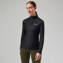 Berghaus 24/7 Long-Sleeve Half Zip Tech T-Shirt für Damen - Schwarz-Damen Baselayer