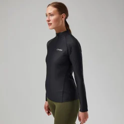 Berghaus 24/7 Long-Sleeve Half Zip Tech T-Shirt für Damen - Schwarz-Damen Baselayer