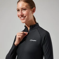 Berghaus 24/7 Long-Sleeve Half Zip Tech T-Shirt für Damen - Schwarz-Damen Baselayer