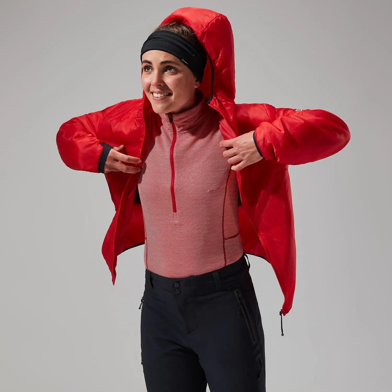 Berghaus MTN Arete Synthetischer Hoodie für Damen - Rot/Schwarz-Damen Isolierend | Lightweight