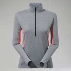 Berghaus MTN Guide Long Sleeve Half Zip für Damen - Schwarz/Rot-Damen Baselayer