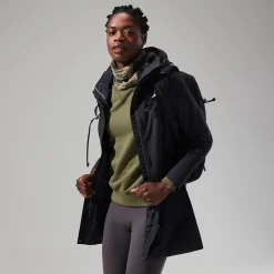 Berghaus Omeara Lange Jacken für Damen - Schwarz-Damen Wasserdicht