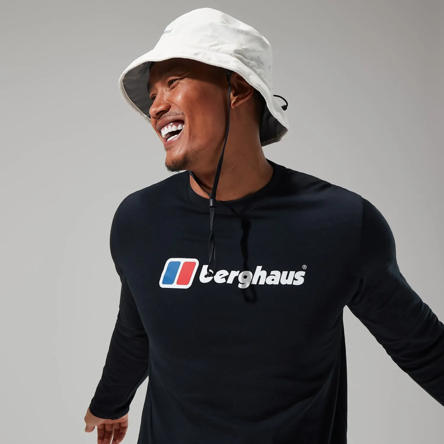 Berghaus Organic Big Logo Long Sleeve T-Shirt für Herren - Schwarz-Herren T-shirts