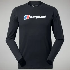 Berghaus Organic Big Logo Long Sleeve T-Shirt für Herren - Schwarz-Herren T-shirts