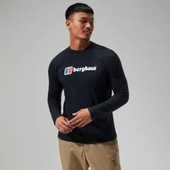 Berghaus Organic Big Logo Long Sleeve T-Shirt für Herren - Schwarz-Herren T-shirts