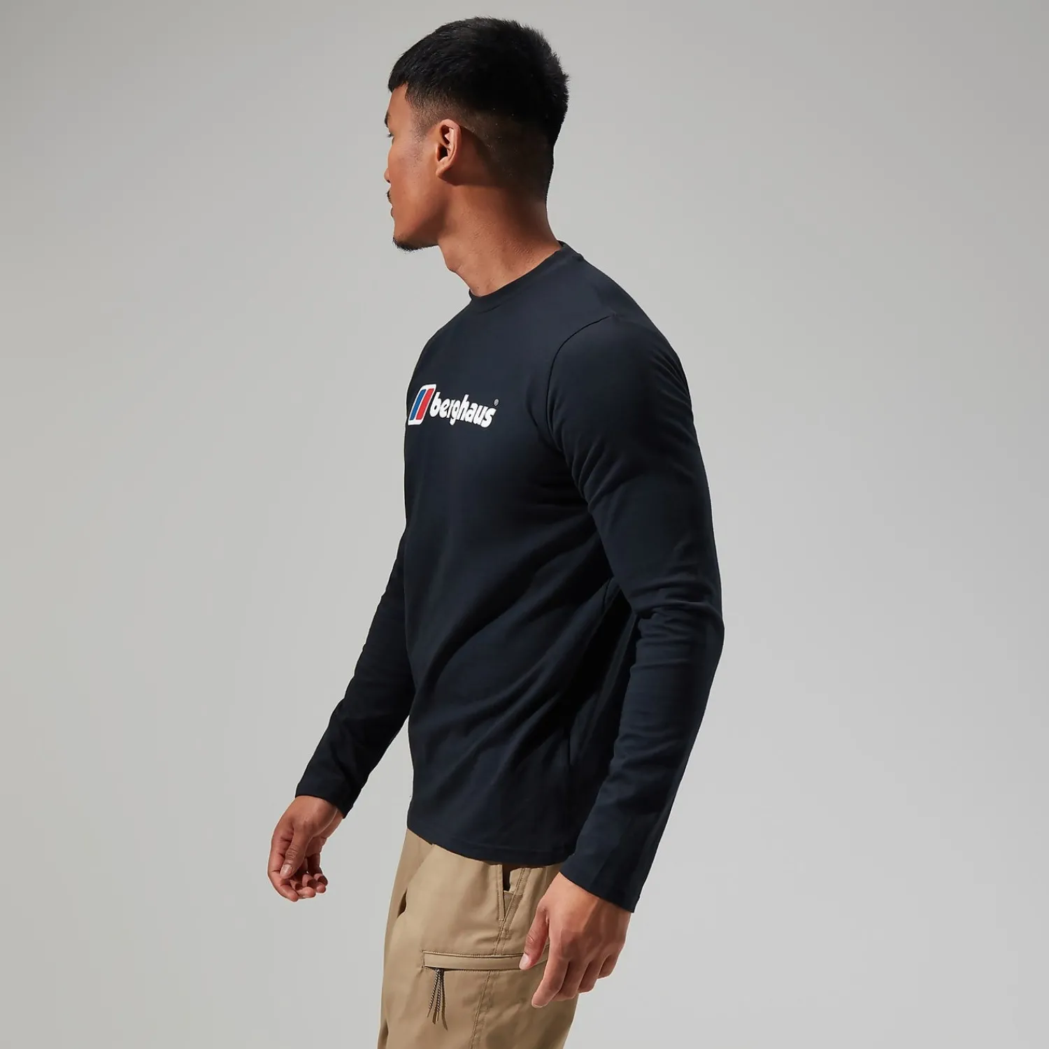Berghaus Organic Big Logo Long Sleeve T-Shirt für Herren - Schwarz-Herren T-shirts