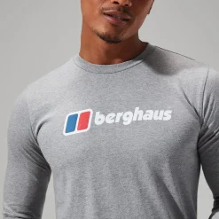 Berghaus Organic Big Logo Long Sleeve T-Shirt für Herren - Dunkelgrau-Herren T-shirts