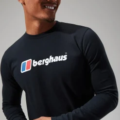 Berghaus Organic Big Logo Long Sleeve T-Shirt für Herren - Schwarz-Herren T-shirts