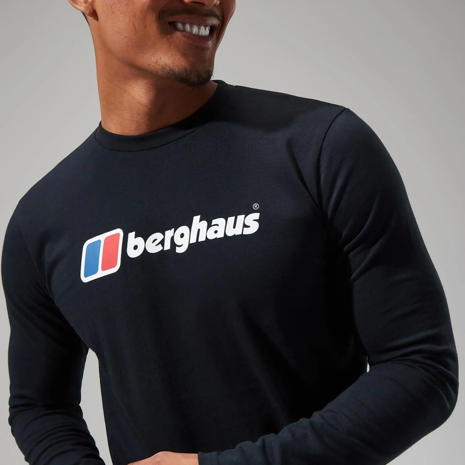 Berghaus Organic Big Logo Long Sleeve T-Shirt für Herren - Schwarz-Herren T-shirts