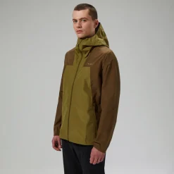Berghaus Wasserdichte Deluge Pro 3.0 Herren-Jacke - Grün/Braun-Herren Wasserdicht